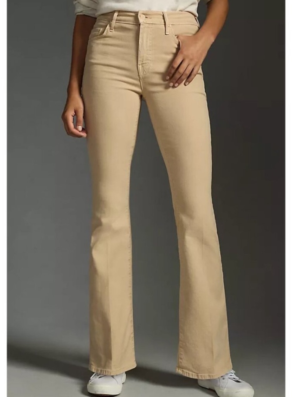 MOTHER The Weekender Flare Jeans in Chalk It Up Marzipan Sz 27 Closet Staple
